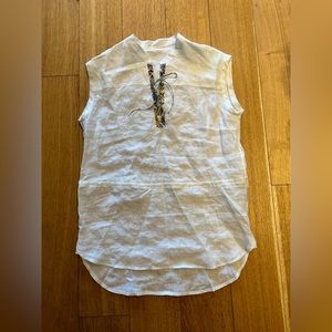White Linen Tunic Top - Size S/M
